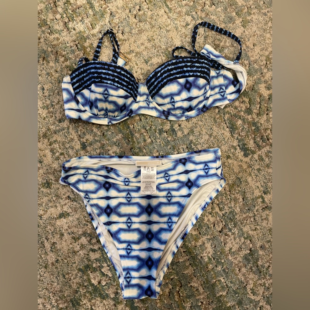 Michael Kors high rise bikini tie dye